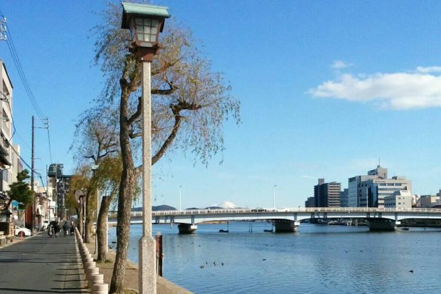 現職の職場近隣風景-宍道湖を背に西を向けば鳥取大山